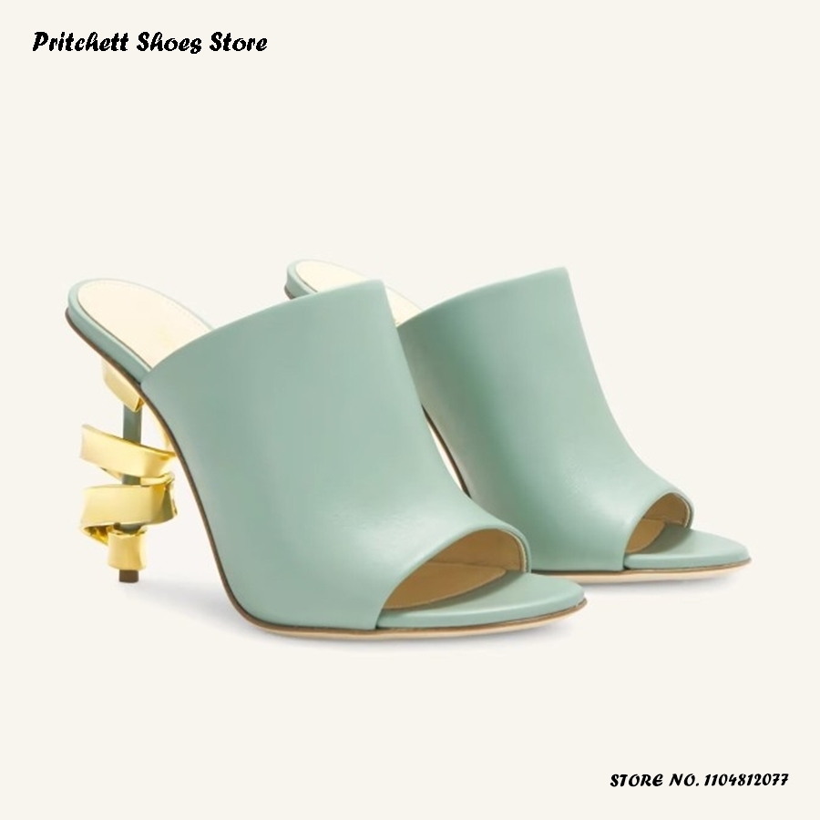 Mules de cuero de tacón alto e - Street Fashion Rome 2025 reseña y precio