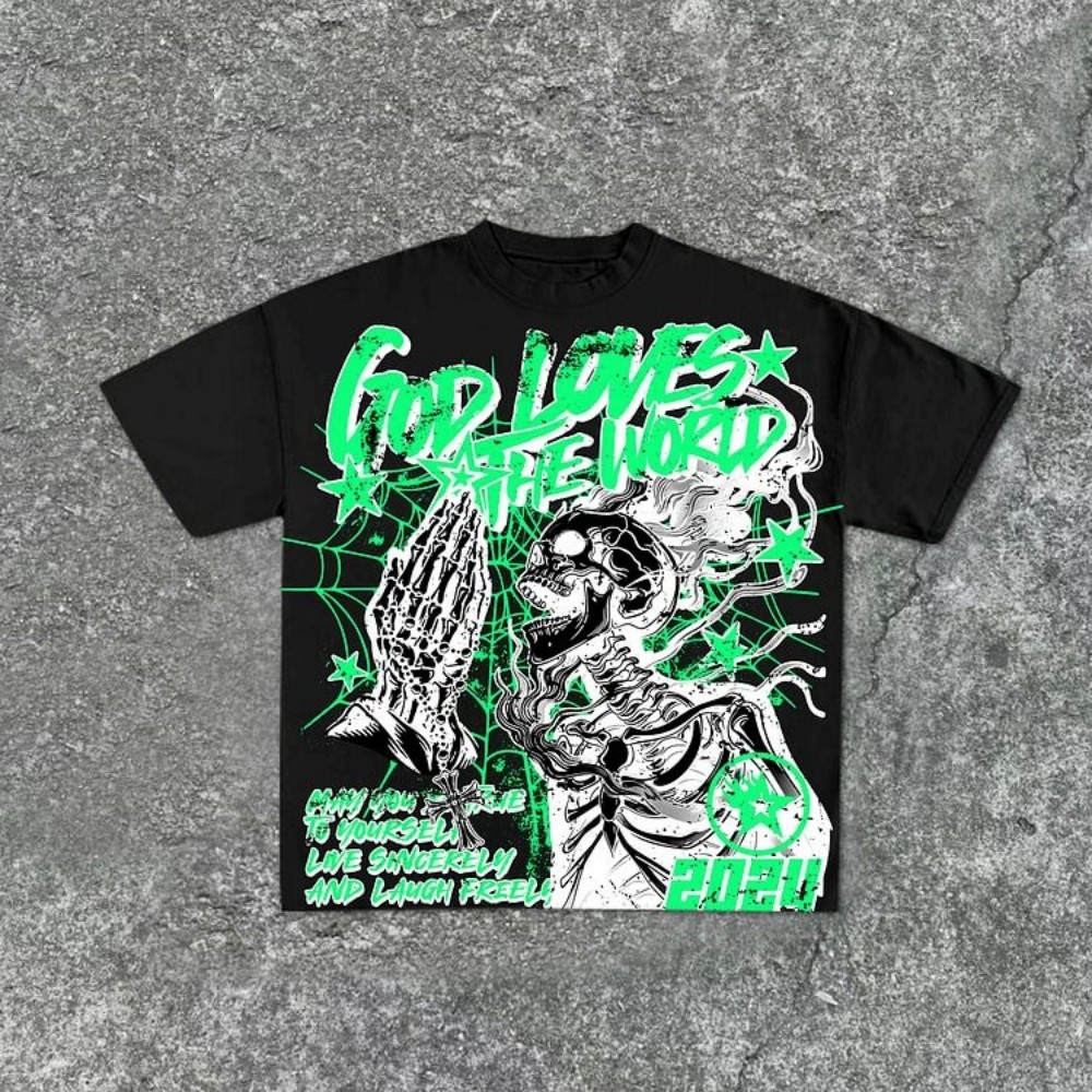 Nueva camiseta de cuello redon - Street Fashion Graffiti reseña y precio